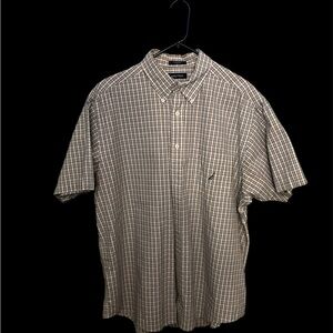 Nautica Men's Casual Button Down Shirt - Black and White Checkered